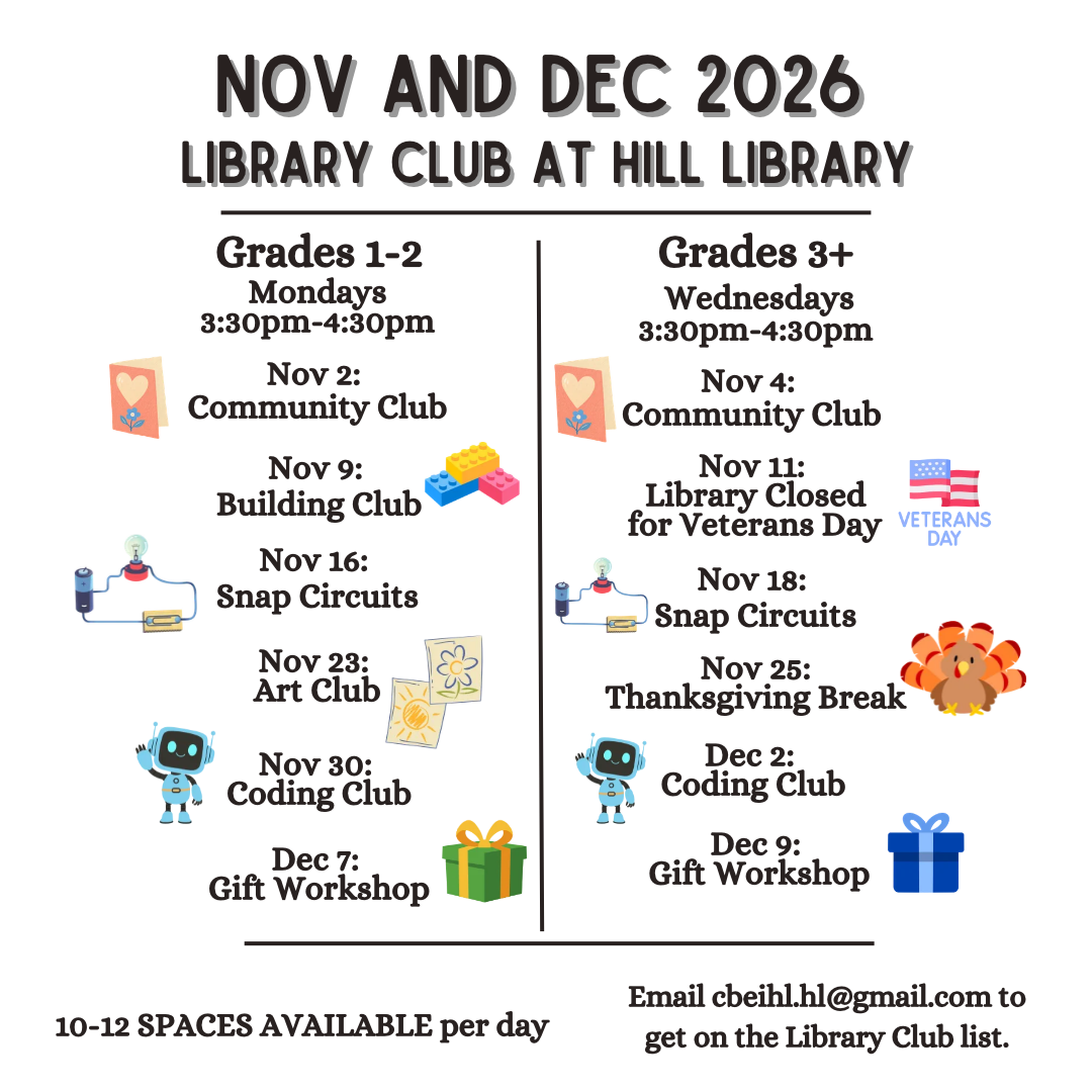 Grades 3+ Library Club